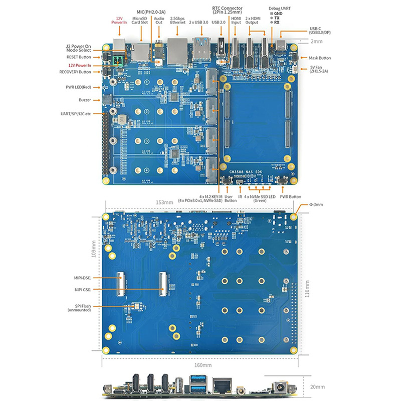 CM3588 RK3588 8K AI NAS SBC Development Board | Macchikoo - Image 2